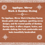 Stunning Navy Blue Ajrakh Mirror Work Saree with Vibrant Multi-Color Hand Block Prints - Image 3