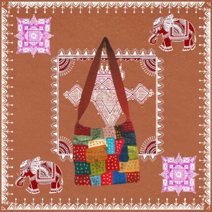 vibrant embroidered handicraft bag multicolor cotton Banjara style