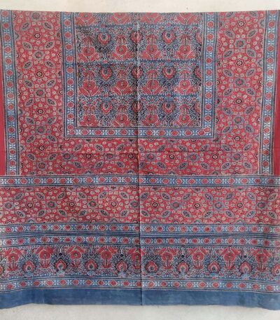 timeless ajrakh bedsheet red cotton hand-block print natural dyes