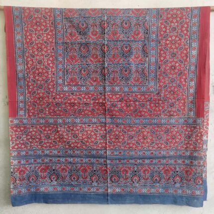 timeless ajrakh bedsheet red cotton hand-block print natural dyes
