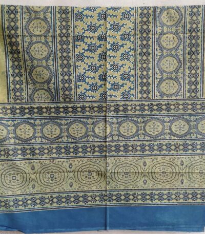 serene ajrakh bedsheet green cotton hand-block print natural dyes