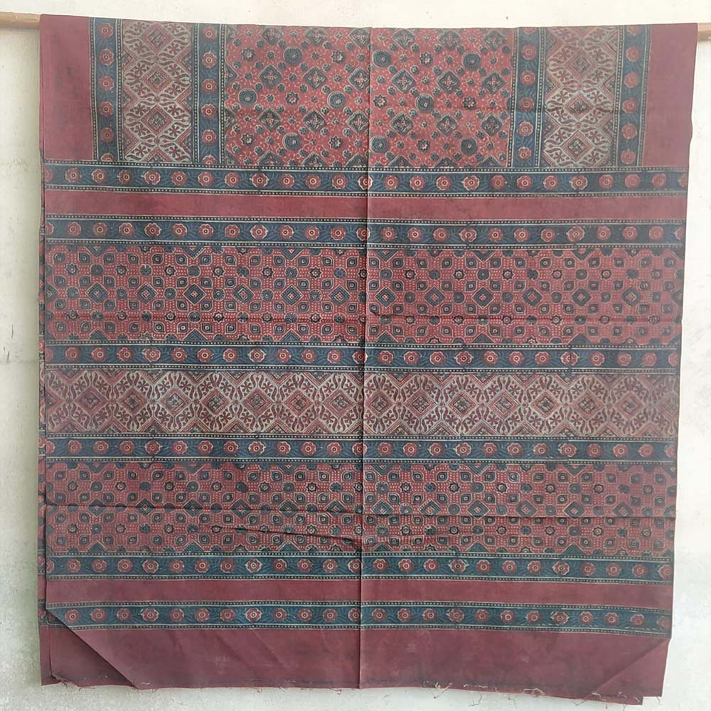 majestic ajrakh bedsheet maroon cotton hand-block print natural dyes