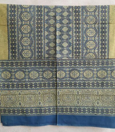 refreshing ajrakh bedsheet green cotton hand-block print natural dyes