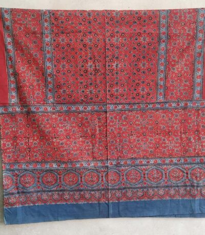 majestic ajrakh bedsheet maroon cotton hand-block print natural dyes