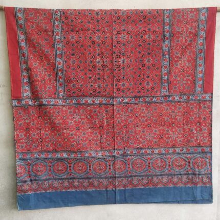 majestic ajrakh bedsheet maroon cotton hand-block print natural dyes