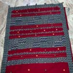 red ajrakh mirror work saree