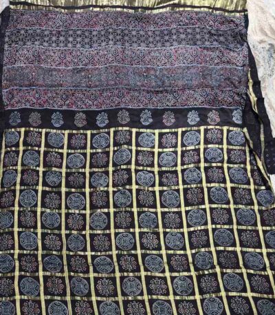 ajrakh gota patti saree
