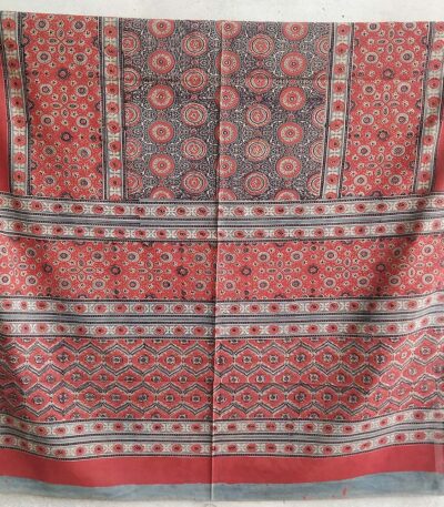 vibrant ajrakh bedsheet red cotton hand-block print natural dyes