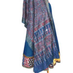 captivating ajrakh stole blue indigo modal silk mirror work