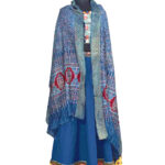 mesmerizing ajrakh stole indigo modal silk mirror work