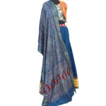 Alluring Ajrakh Stole - Indigo Modal Silk with Sparkling Mirror Work