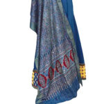 mesmerizing ajrakh stole indigo modal silk mirror work