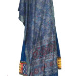 mesmerizing ajrakh stole indigo modal silk mirror work