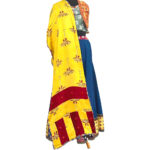 radiant mirror work stole yellow modal silk maroon patti