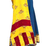 radiant mirror work stole yellow modal silk maroon patti