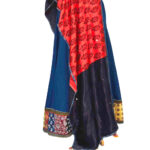 dazzling mirror work stole black red modal silk embroidery