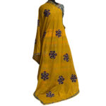vibrant applique work dupatta yellow cotton handcrafted