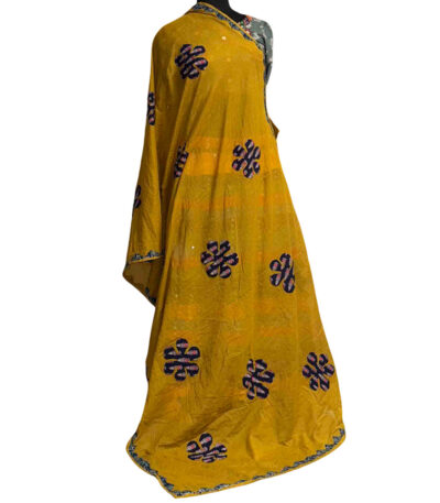 vibrant applique work dupatta yellow cotton handcrafted