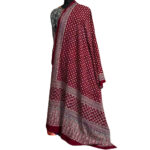 luxurious ajrakh dupatta maroon cotton hand-block prints