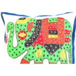 majestic barmer applique work cushion cover white handcrafted elephant design embroidery patchwork