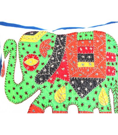 majestic barmer applique work cushion cover white handcrafted elephant design embroidery patchwork