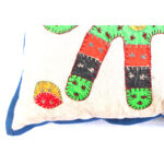 majestic barmer applique work cushion cover white handcrafted elephant design embroidery patchwork