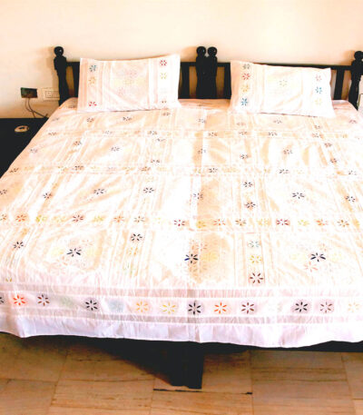 Applique Bedsheet exquisite barmer cream applique cutwork cotton single bedsheet