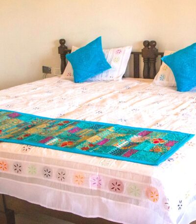 exquisite barmer cream applique cutwork cotton single bedsheet