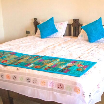 exquisite barmer cream applique cutwork cotton single bedsheet