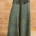 Teal Blue Ajrakh Printed Palazzo Pants | Hand Block Printed Wide Leg Culottes for Women