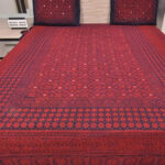 Maroon Red Ajrakh Printed Bed Sheet with Pillow Covers | Hand Block Printed Double Bed Cover Set